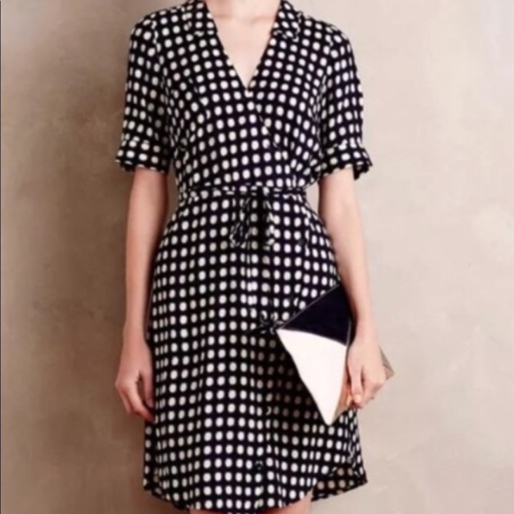 Anthropology 11 1 Tylho faux wrap navy dress small